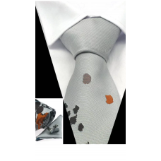 3delige stropdasset stropdas pochet manchetknopen zilvergrijs bruin groen oranje Fantasy